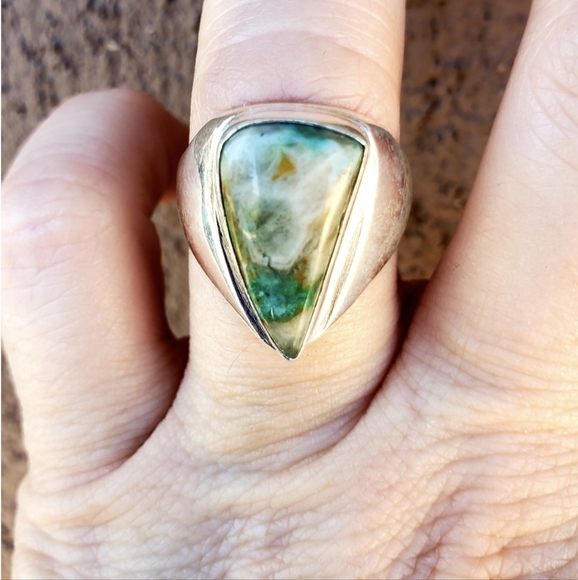 New Men's Chrysocolla 925 Silver Ring. - Picture 14 of 15